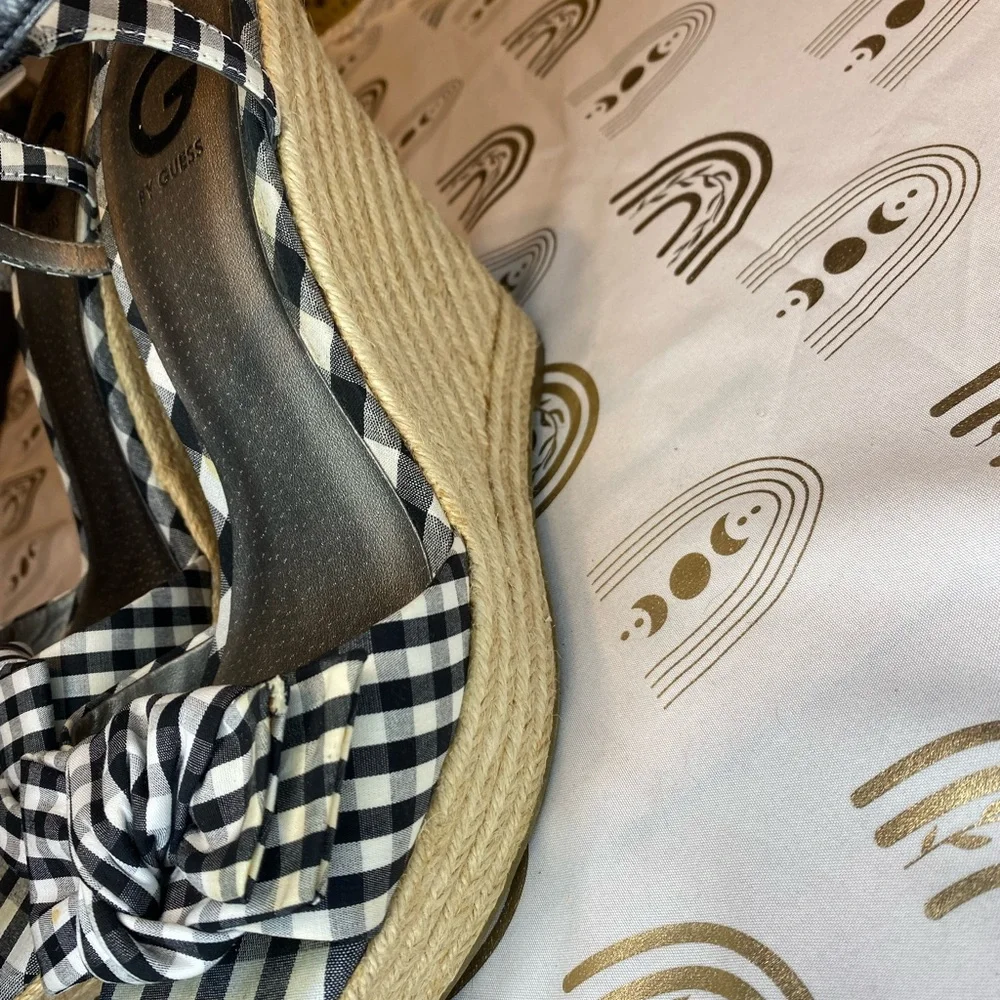 G by Guess Checkered Bow Sandals